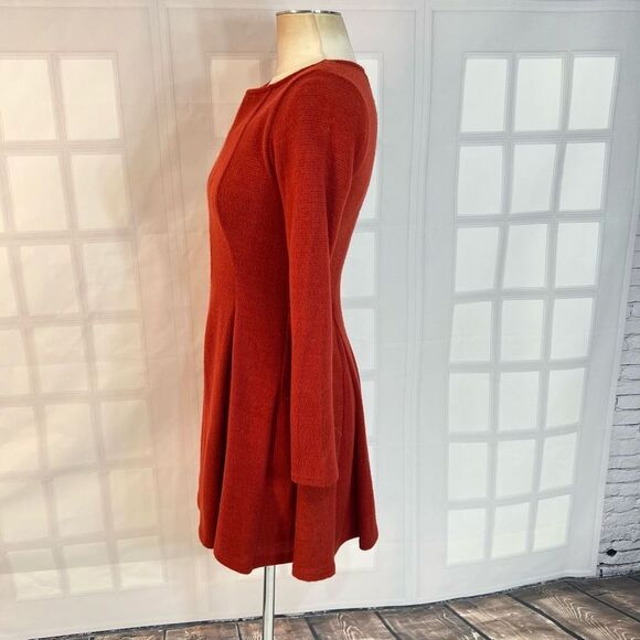 Dolan Anthropologie Long Sleeve Pleated Fit & Flare Burnt Orange Dress XS - Picture 6 of 10